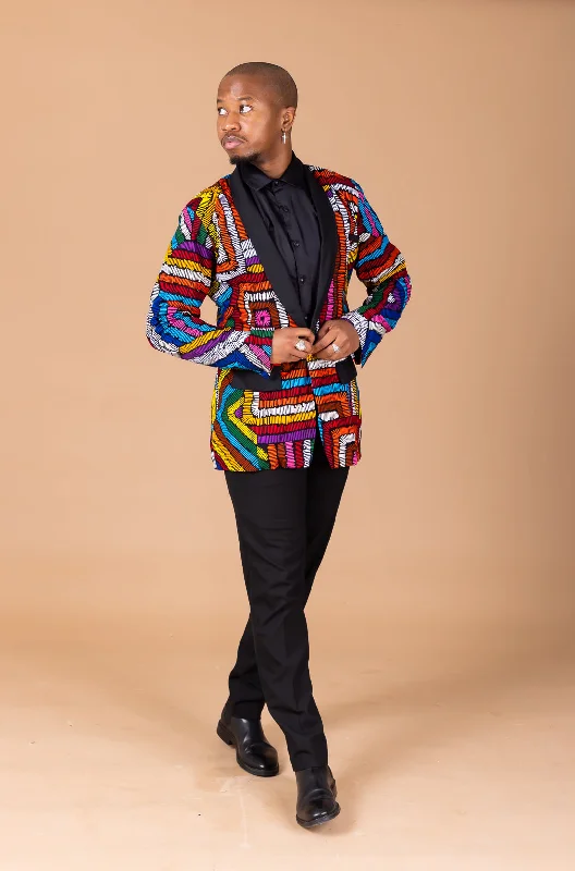 "Affordable plus size women's summer dresses"Tisan Ankara Men Blazer | White and Blue Multicolored African Print "Affordable plus size women's summer dresses"Tisan Ankara Men Blazer | White and Blue Multicolored African Print