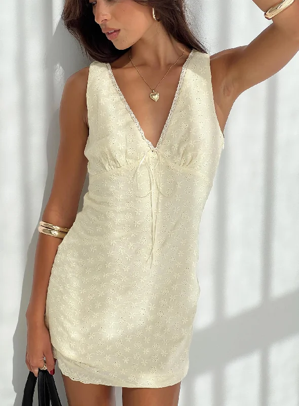 ruffled hem mini dressesBrener Mini Dress Lemon