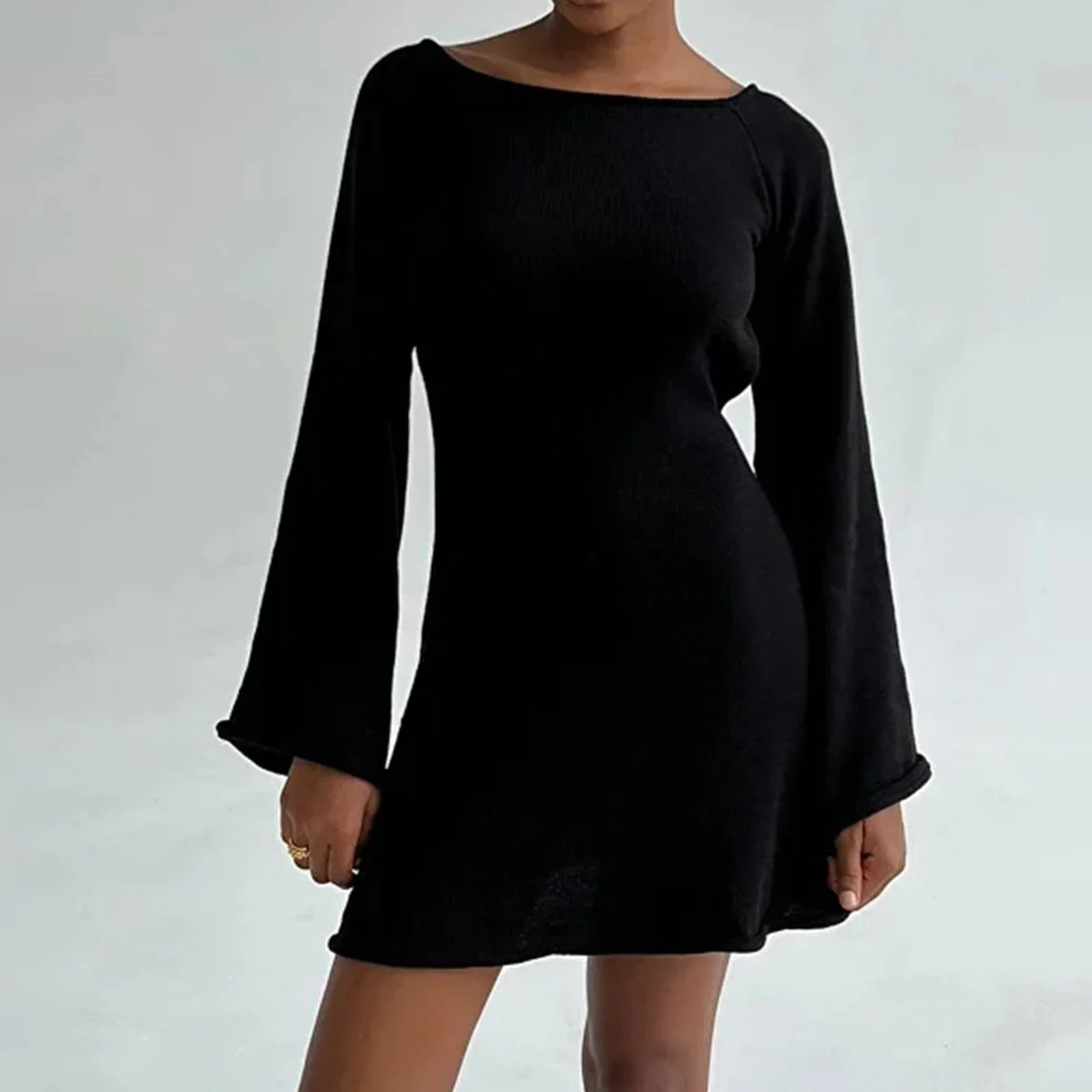 office appropriate mini dressesWomen Knitted Casual Solid Color Backless Long Sleeve Party Streetwear Mini Dress office appropriate mini dressesWomen Knitted Casual Solid Color Backless Long Sleeve Party Streetwear Mini Dress