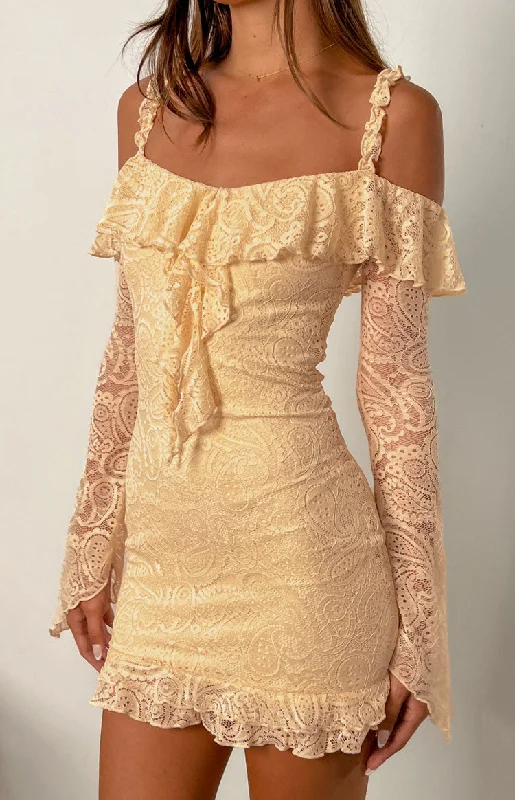 retro 90s mini dressesHarlow Cream Lace Mini Dress