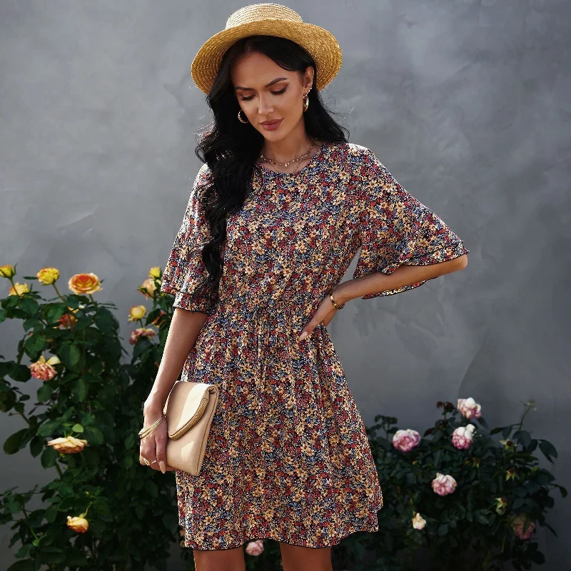 puff sleeve mini dressesLainie Floral Tie Dress