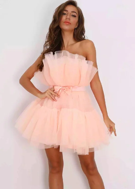 punk mini dressesLille Strapless Tulle Mini Dress - Lavender