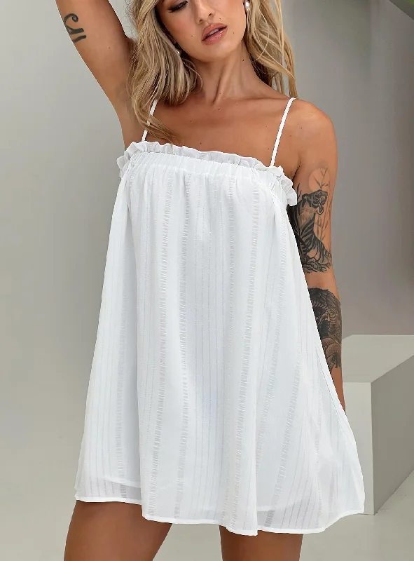 zip up mini dressesMarsaline Mini Dress White