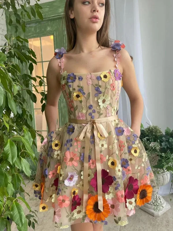 Valentine's Day mini dressesNew women's three-dimensional flower embroidery hip-hugging sexy dress Valentine's Day mini dressesNew women's three-dimensional flower embroidery hip-hugging sexy dress