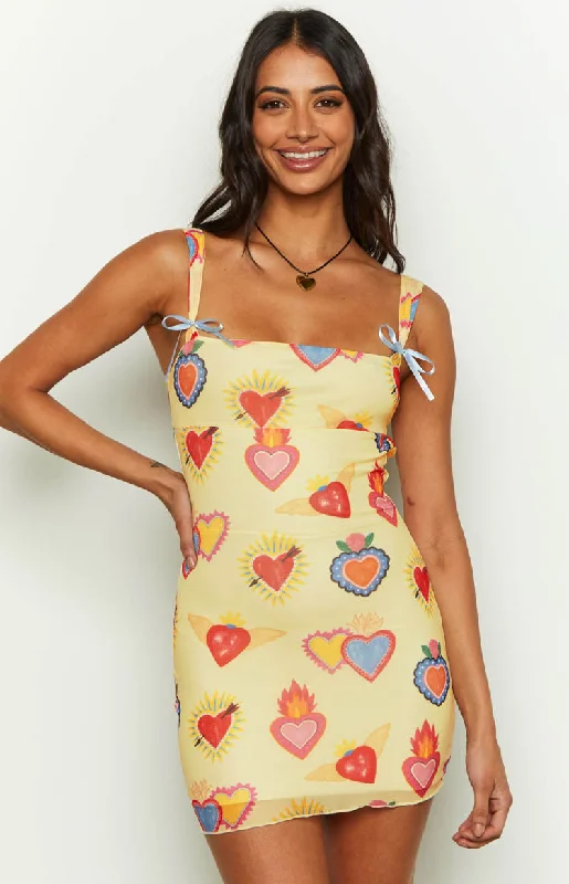 red mini dressesRomeo Yellow Print Mini Dress