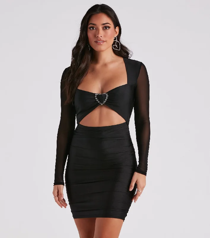 tiered mini dressesSecret Admirer Rhinestone Heart Mini Dress