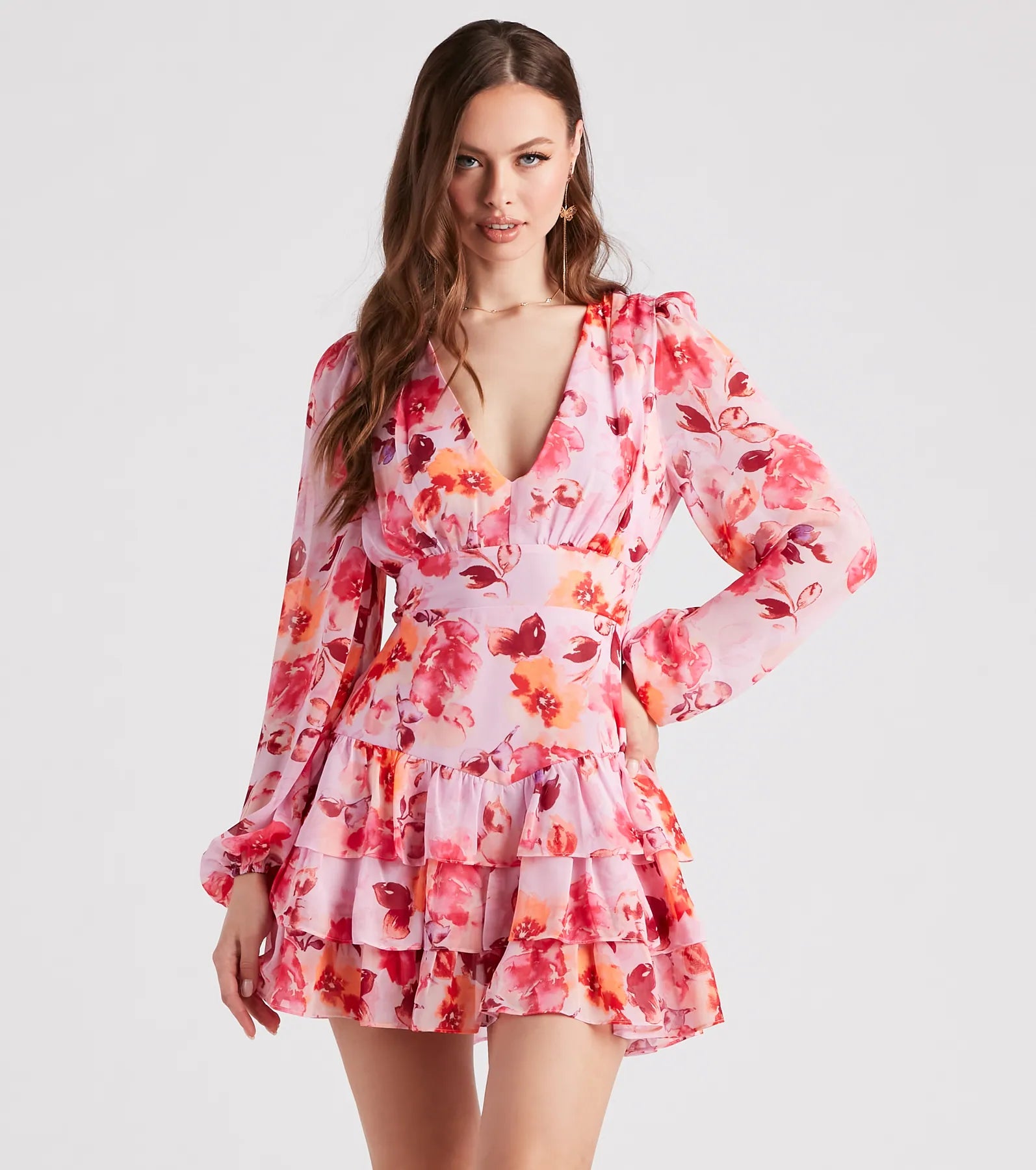 casual cotton mini dressesSpring In Full Swing Floral Skater Dress