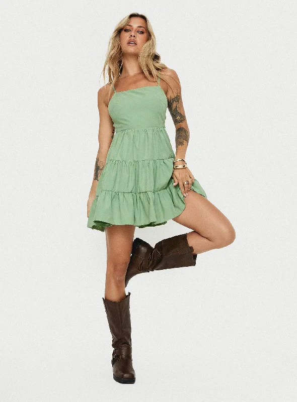 cottagecore mini dressesSummer Break Mini Dress Sage