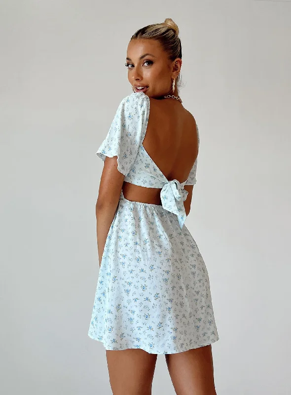 see through mini dressesSummer Nights Mini Dress Blue Floral